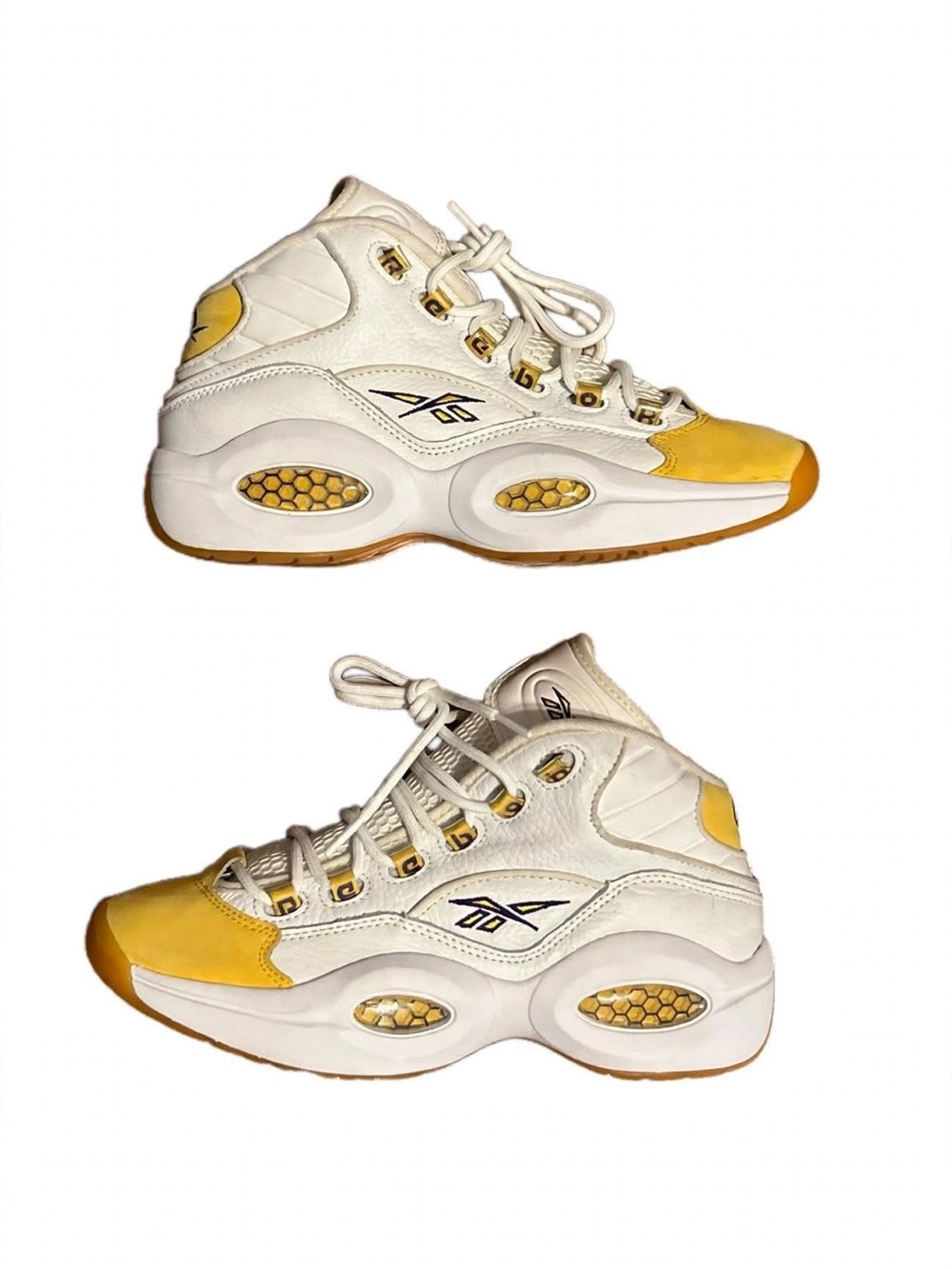 Reebok Question Mid Yellow Toe White Purple Gold Size 8 059503 Lightly Used